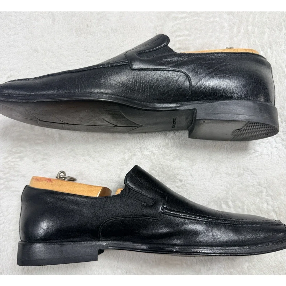 Bruno Magli Raging Italian Loafers Mens 9 M Black Leather Slip On Dress Shoes
